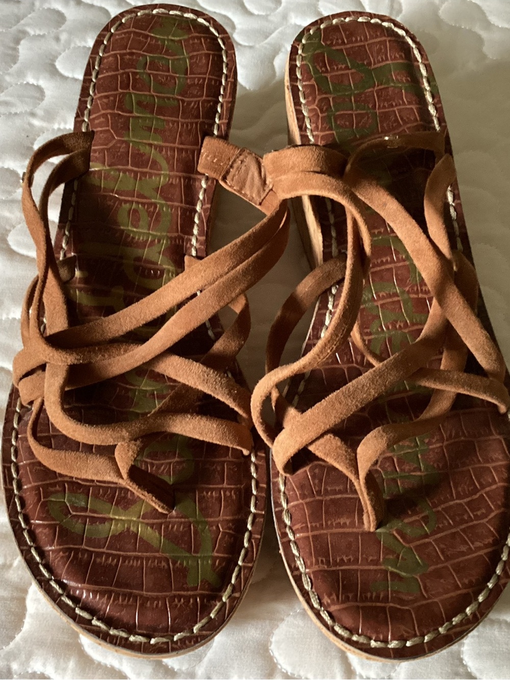 Sam Edelman Brown Suede Strappy Slide Sandals